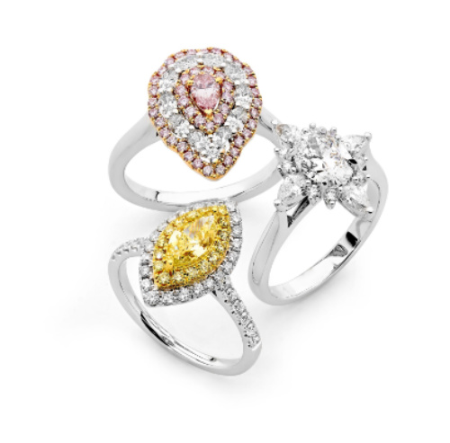 3 engagement ring examples with diamonds
